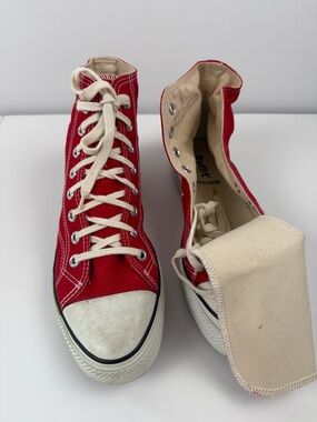 Classic Red High-Top Canvas Athletic Shoes — Unbranded
